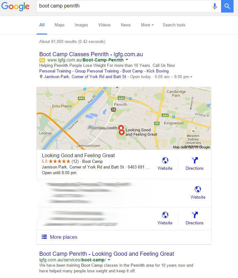 Google Maps Optimisation Results